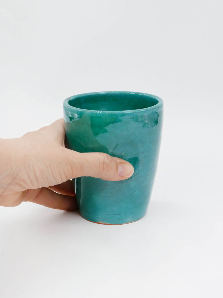 Green ceramic mug handmade in Morocco